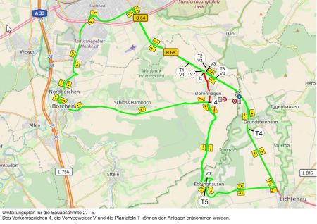 Umleitungsplan für die Bauabschnitte 2 bis 5 - Baumaßnahme Ortsdurchfahrt Dörenhagen